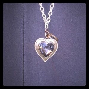Beautiful Gold and dark crystal heart necklace